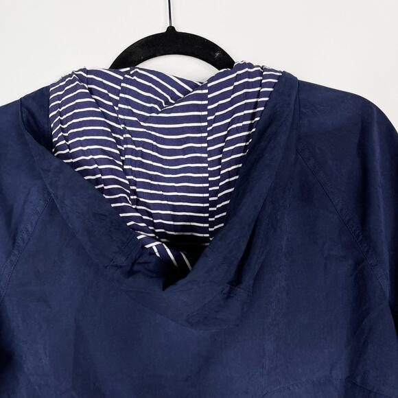 Day To Day Blu Pepper Small Navy Blue Full Zip Hooded Lightweight Jacket Stripe - Picture 6 of 10